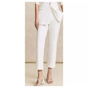 Pearl by Lela Rose Stretch Cotton Susie Pant White Cream Size 10 Back Zip